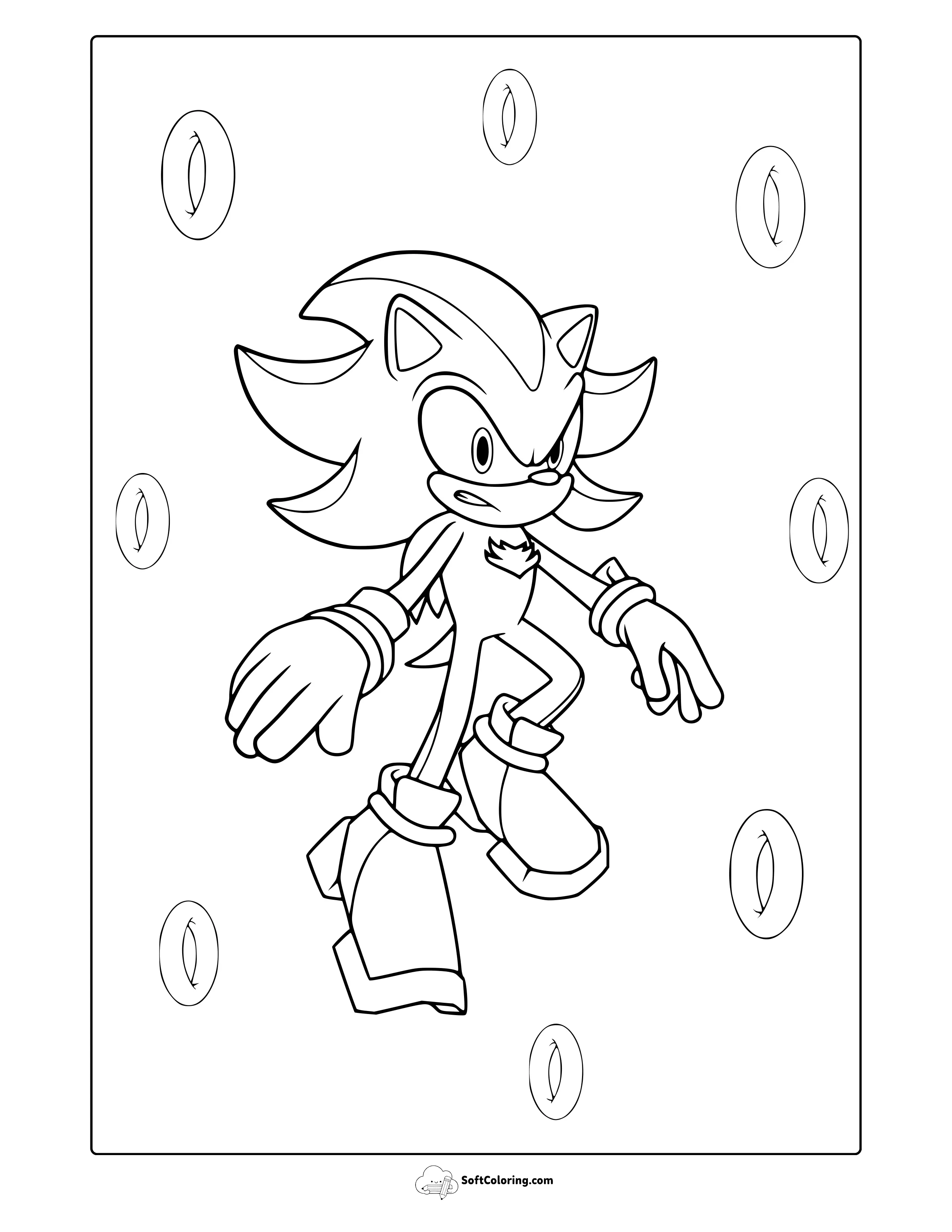 Shadow The Hedgehog Coloring Page