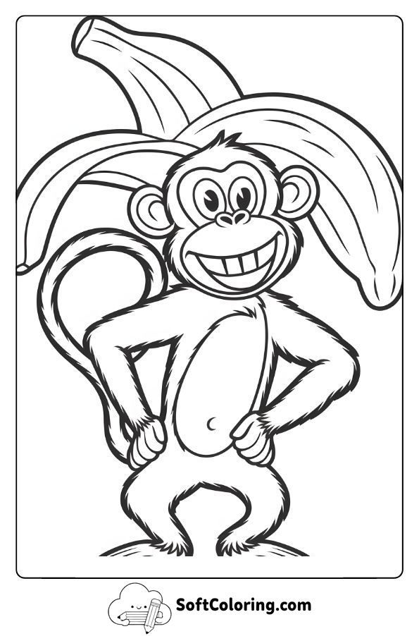 Silly Monkey with a Big Banana Hat