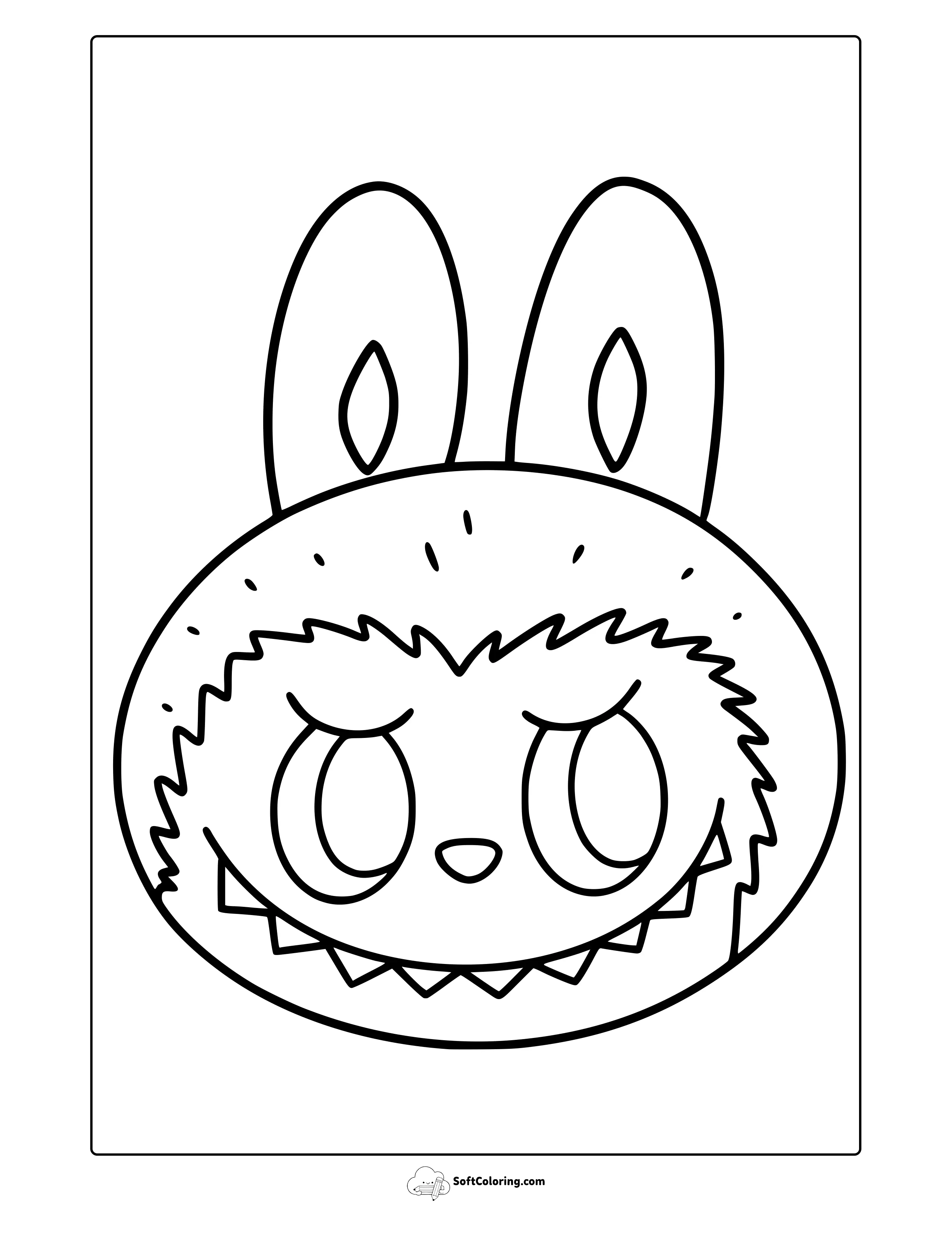 Simple Labubu Face Coloring Page