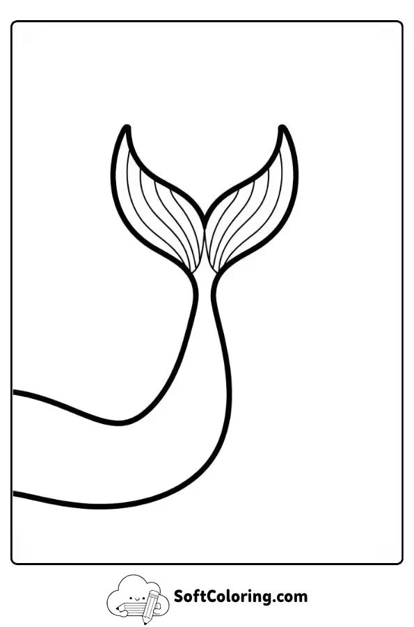 Stylized Mermaid Tail with Fan Shape Coloring Page