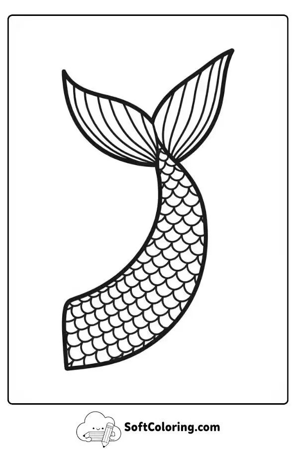 Simple Mermaid Tail Outline Coloring Page For Kids