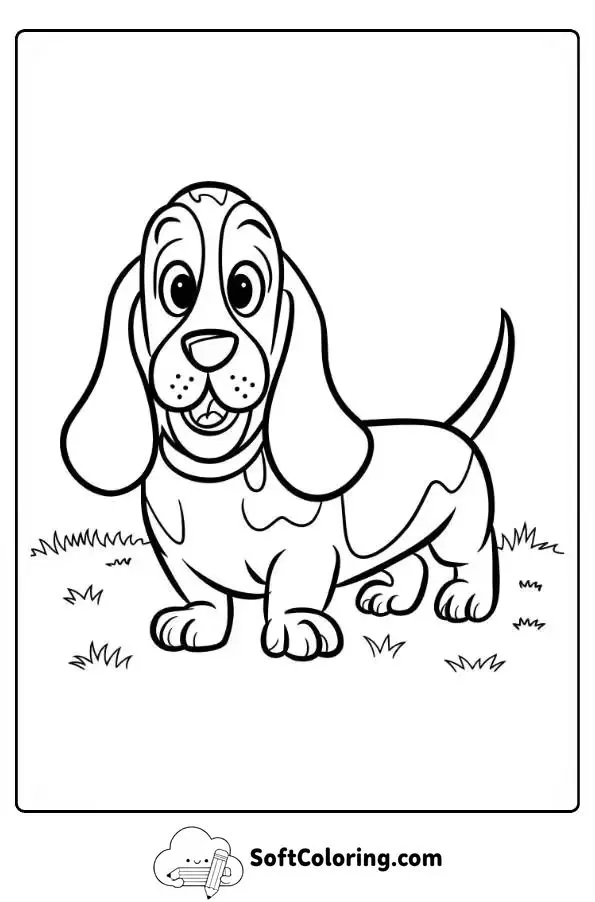 Smiling Basset Hound Outline