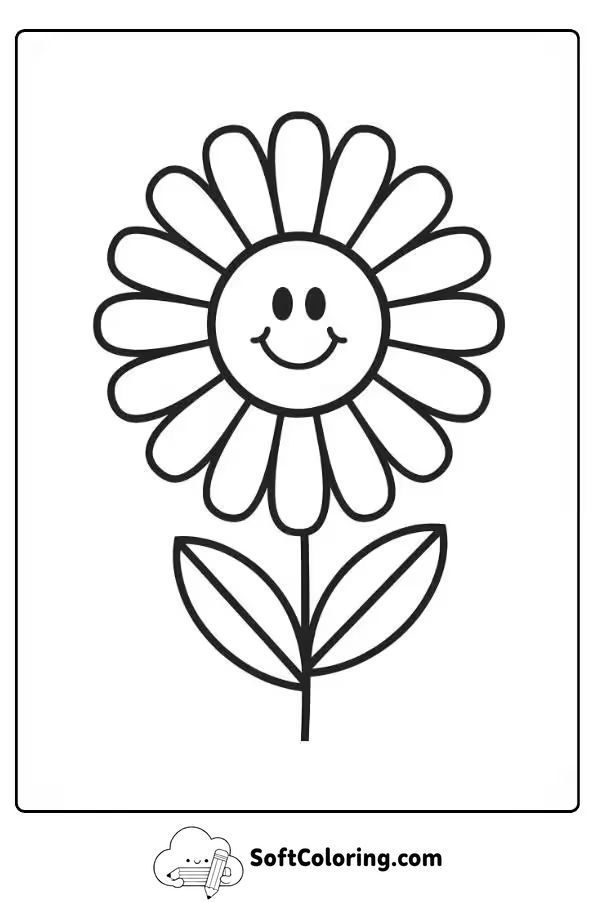 Smiling Daisy Flower Coloring Page