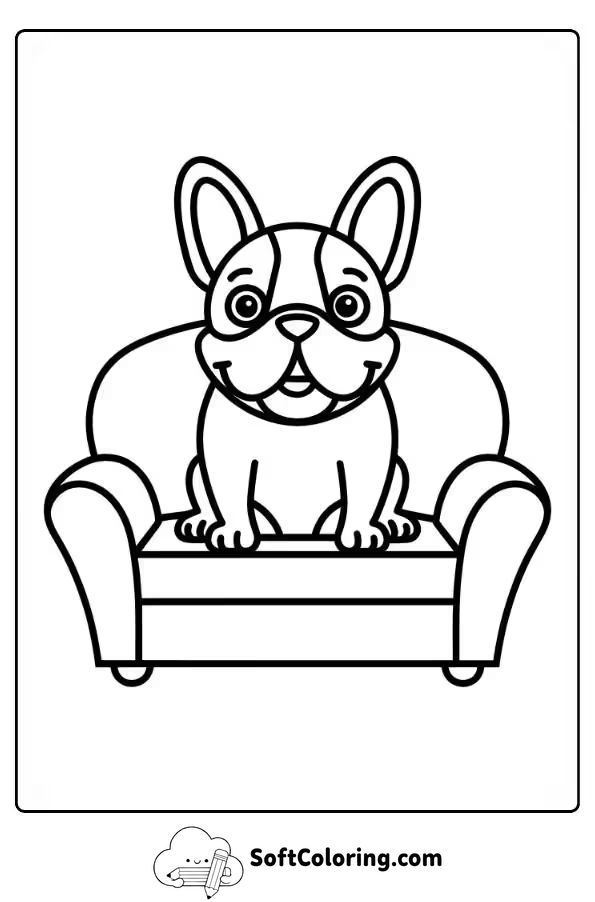 Smiling French Bulldog on a Sofa