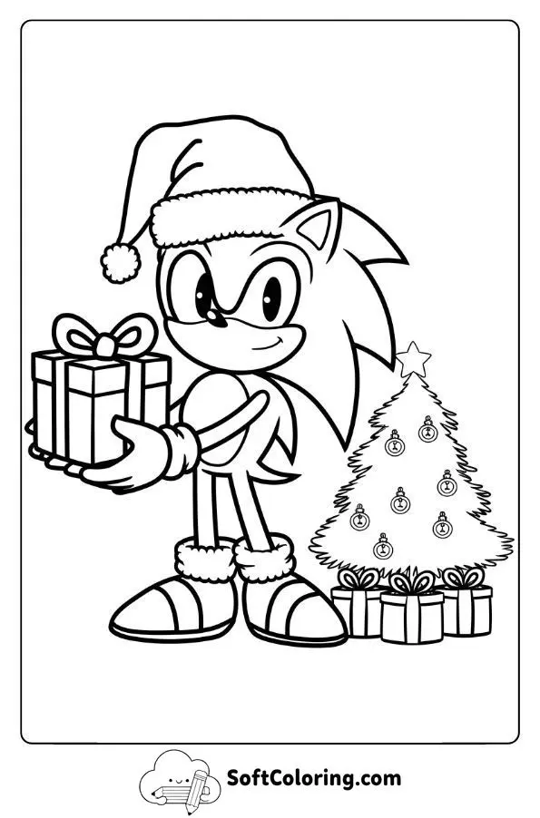 Christmas Sonic Coloring Page