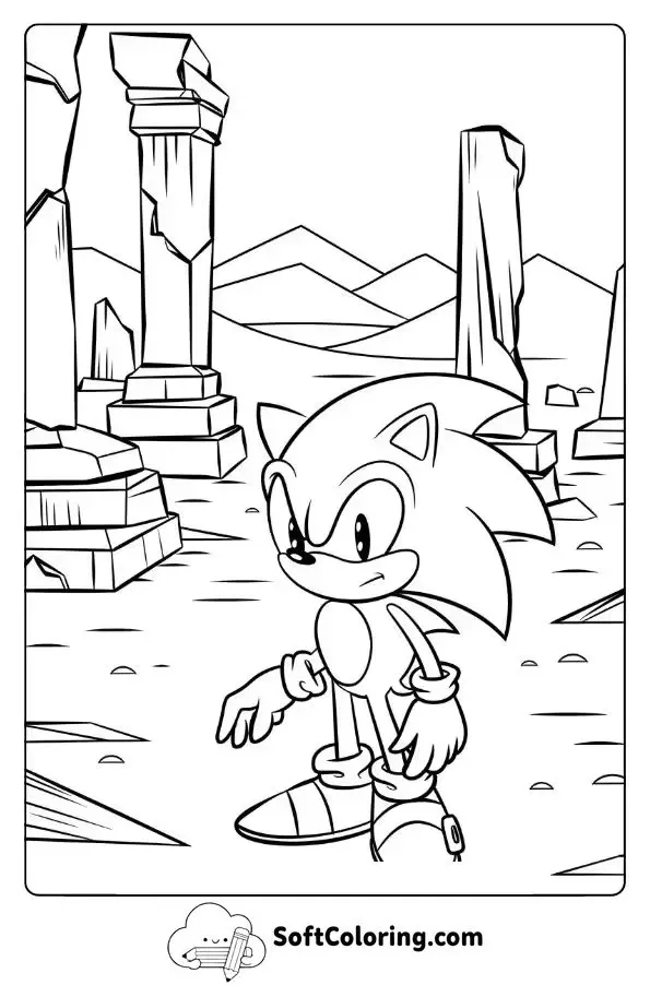 Sonic Exploring Ancient Ruins In A Desert