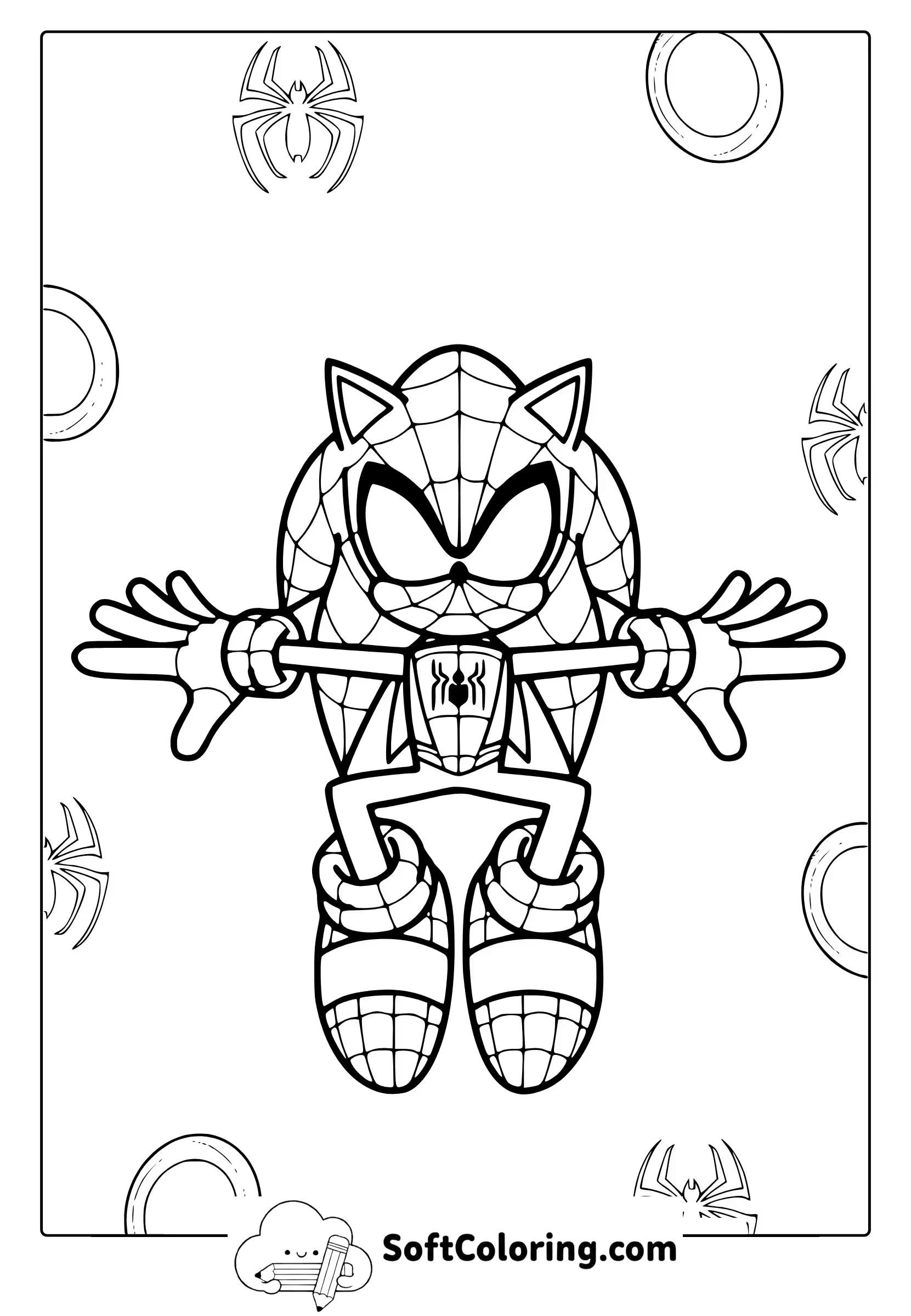 Sonic Spider-Man Coloring Page