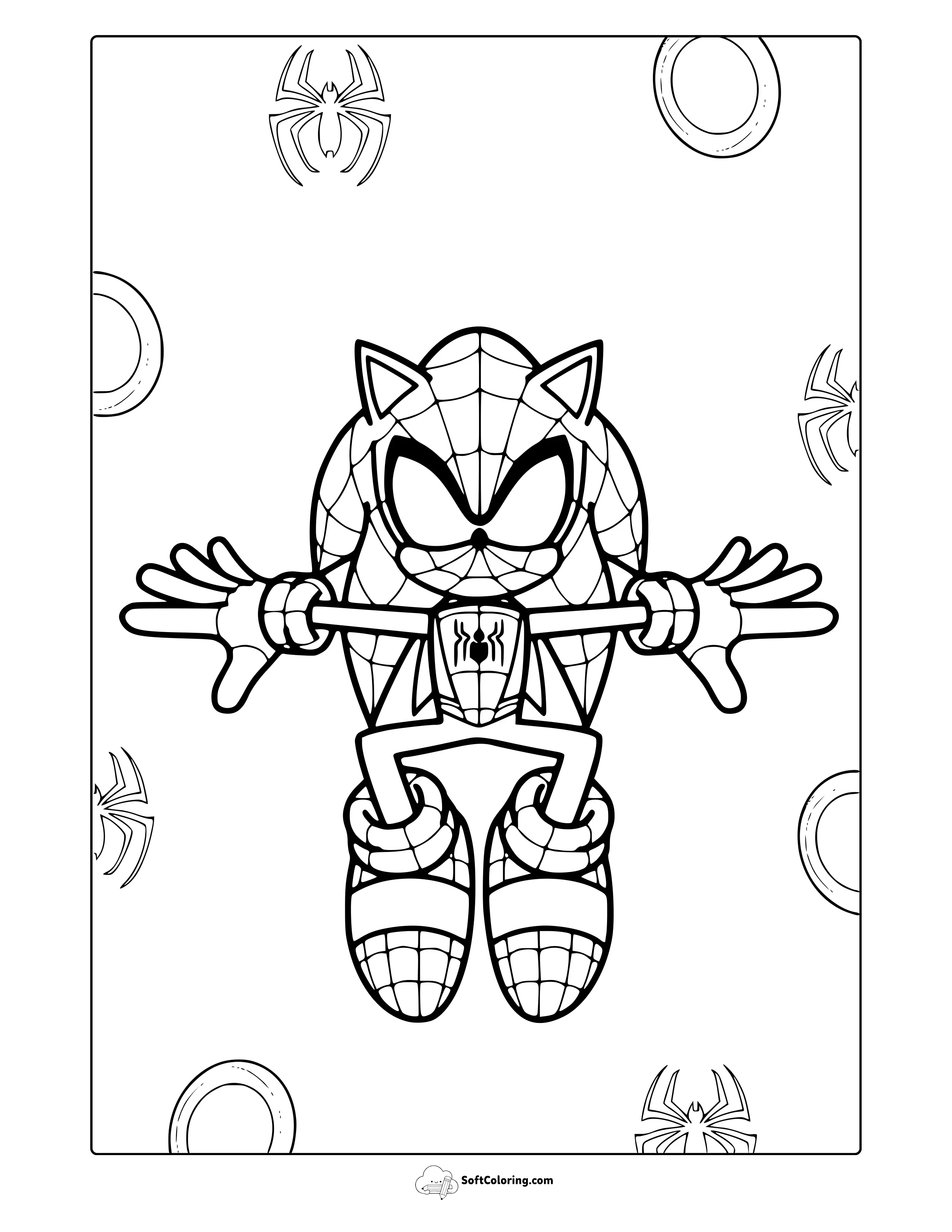 Sonic Spider-Man Coloring Page