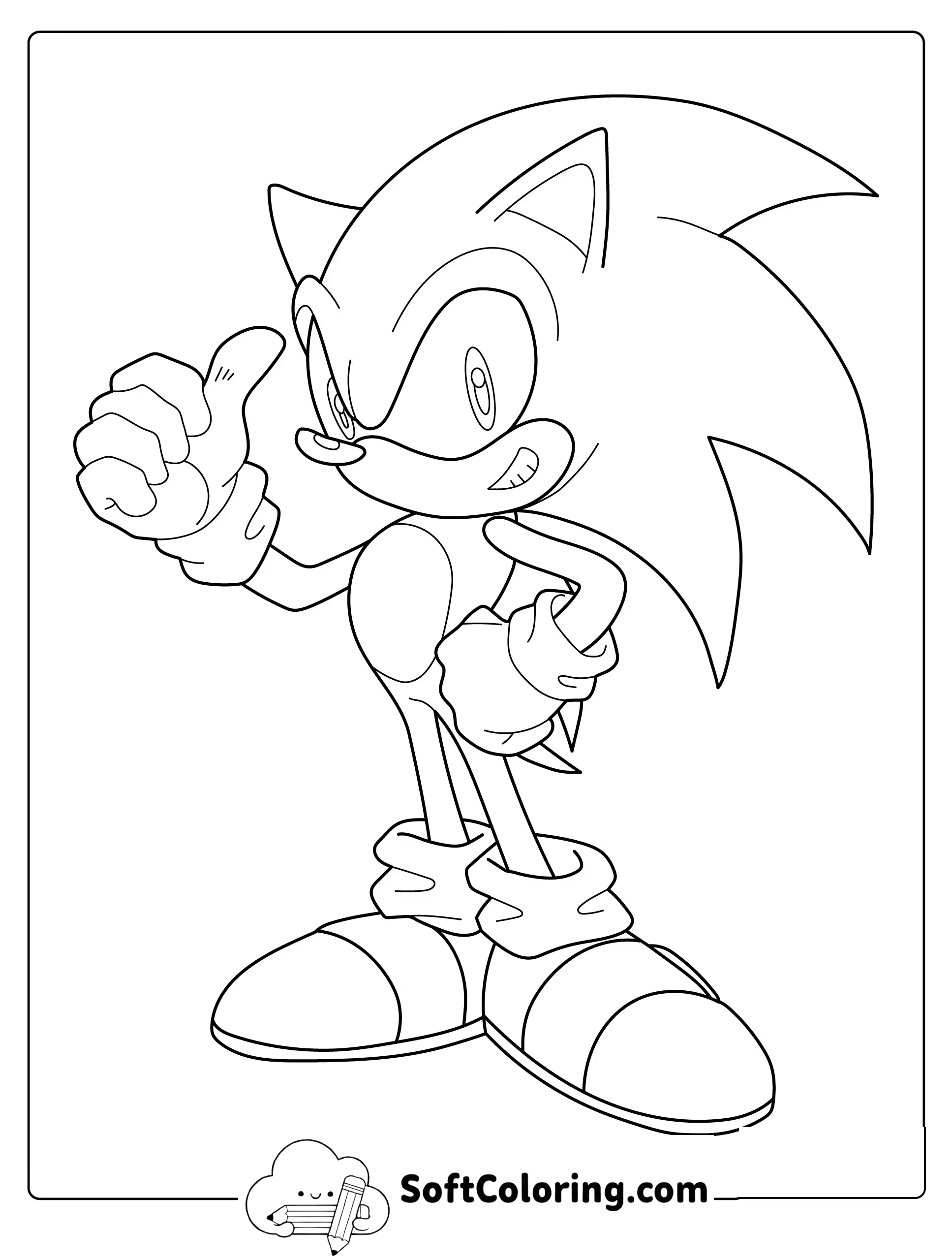 Sonic Standing with a Confident Thumbs Up