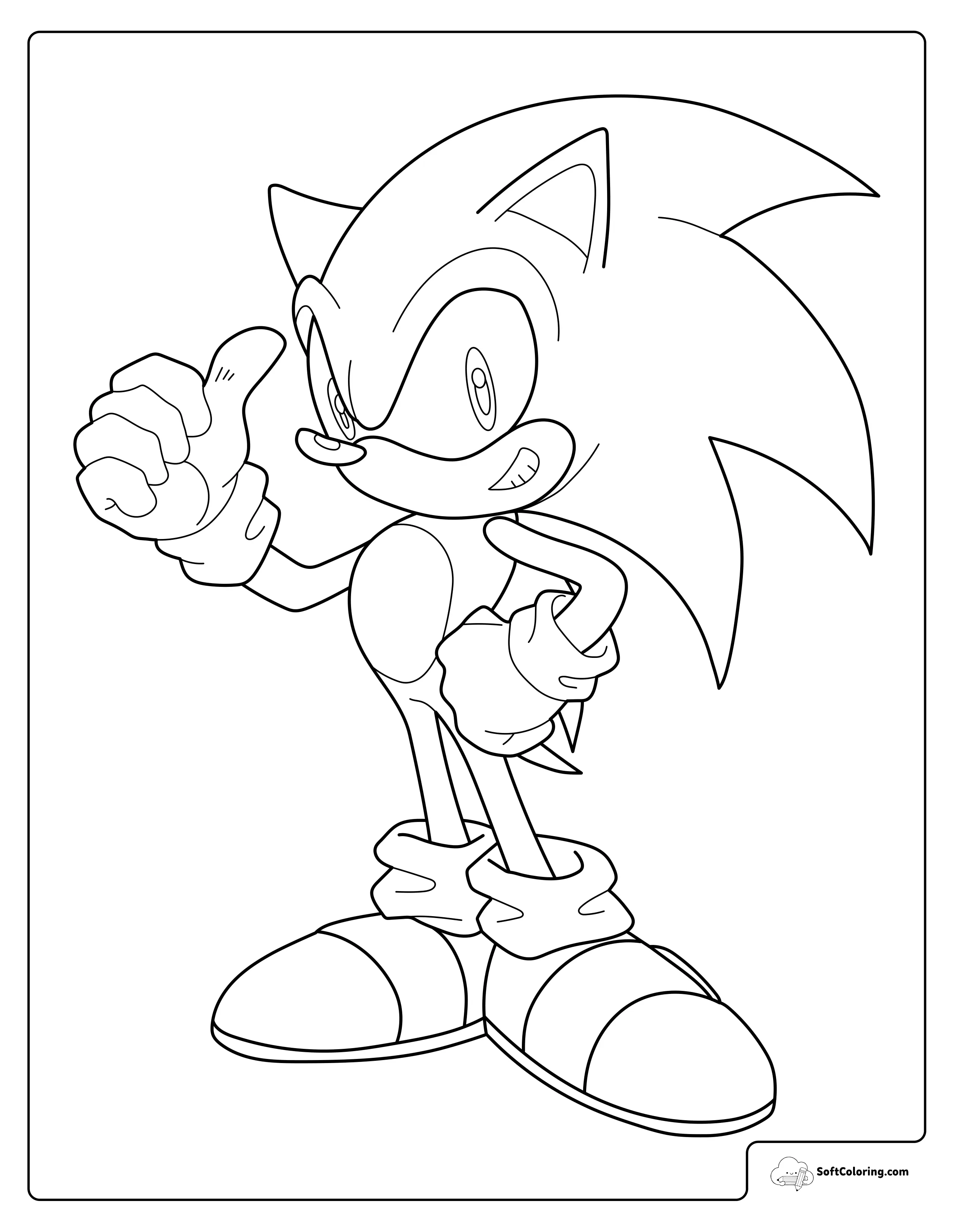 Sonic Standing With A Confident Thumbs Up