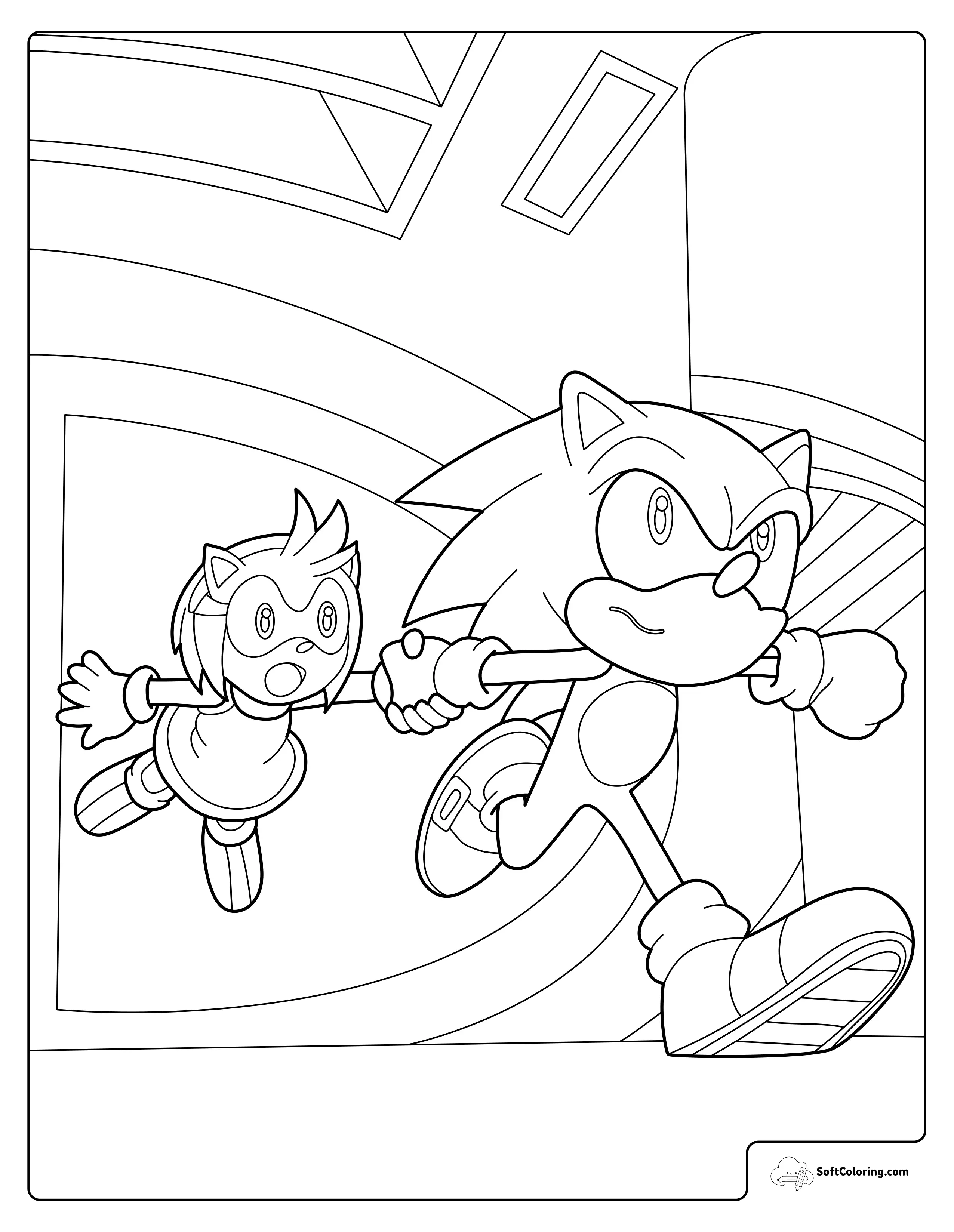 Sonic And Amy Rose Running Through The Corridor