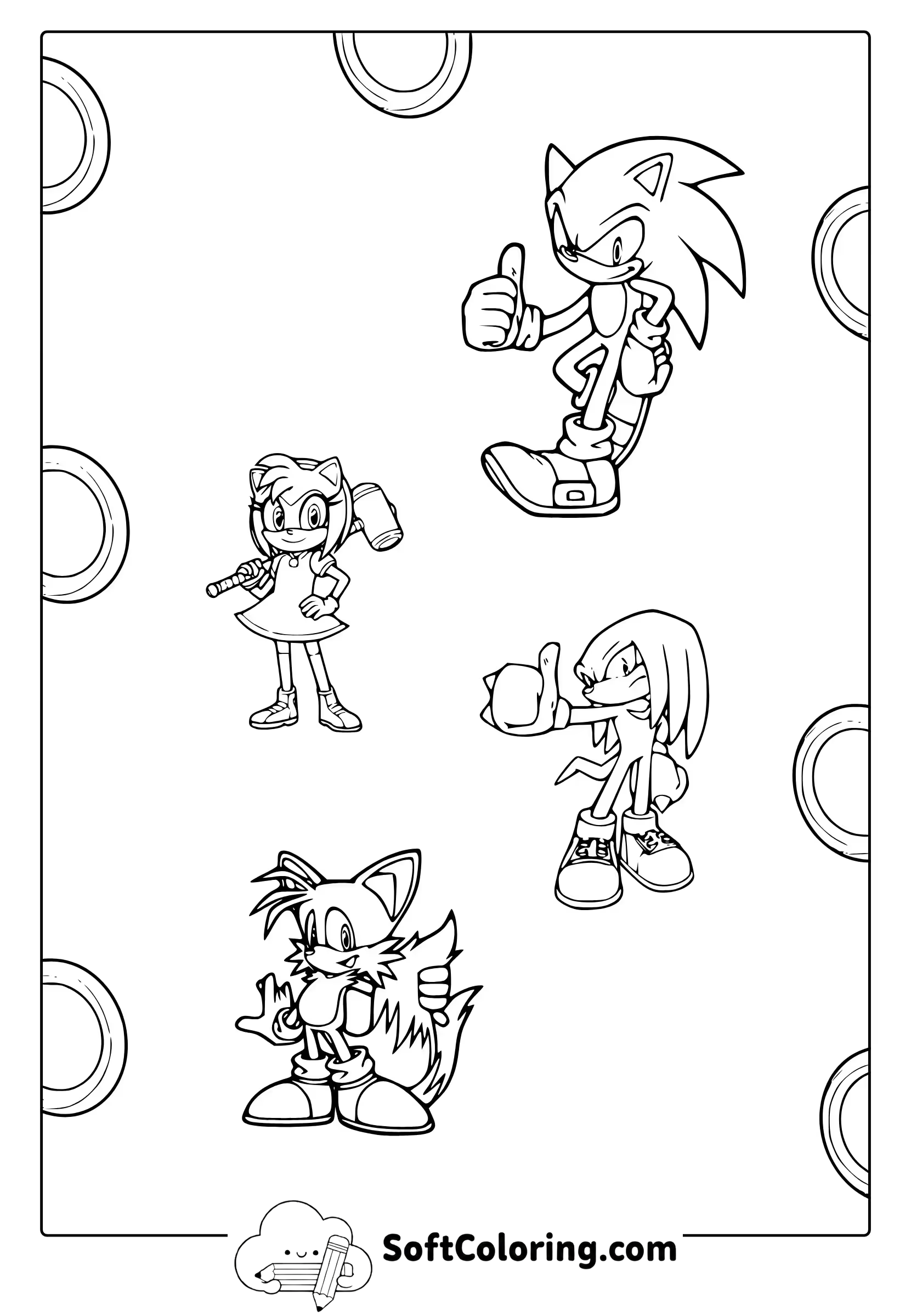 Sonic and Friends Coloring Page