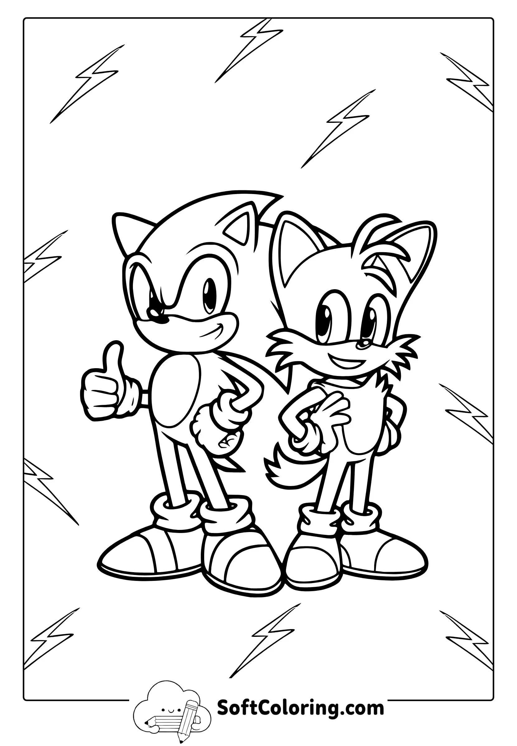 Sonic and Tails Coloring Page