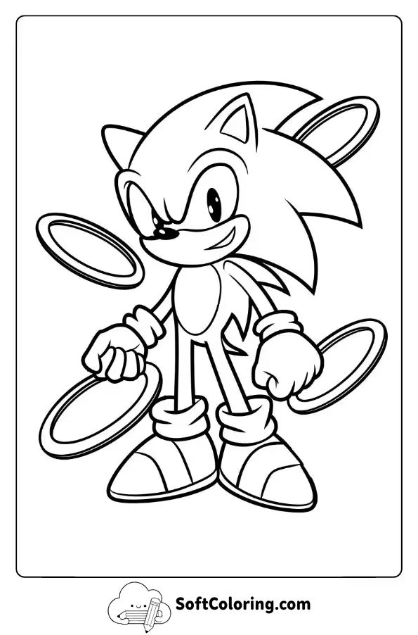 Sonic with Rings Flying Around Him