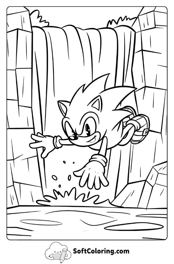 Sonic’s Dive Off a Waterfall