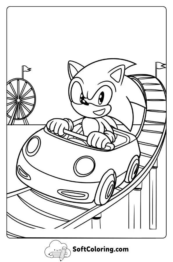 Sonic’s Roller Coaster Ride in an Amusement Park