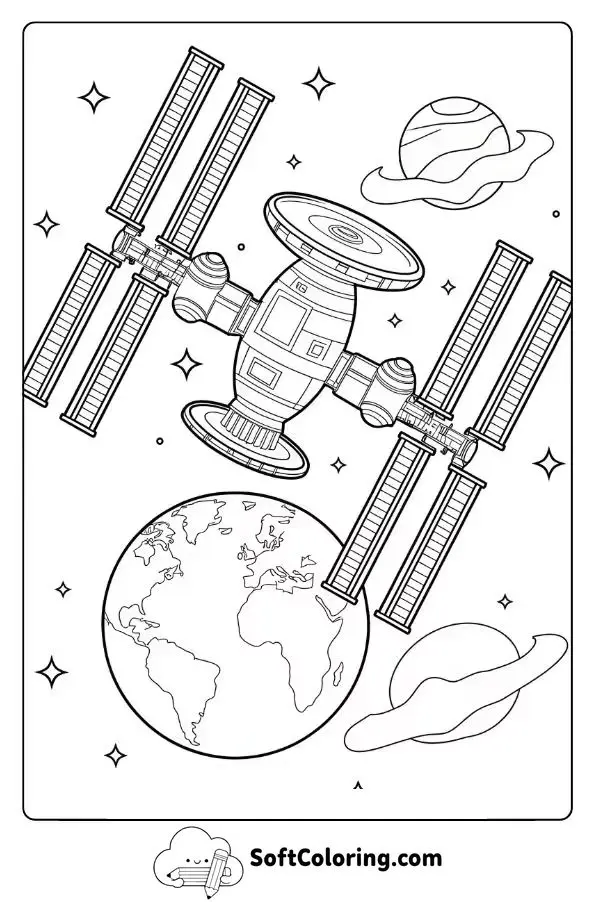 Space Station Orbiting The Earth