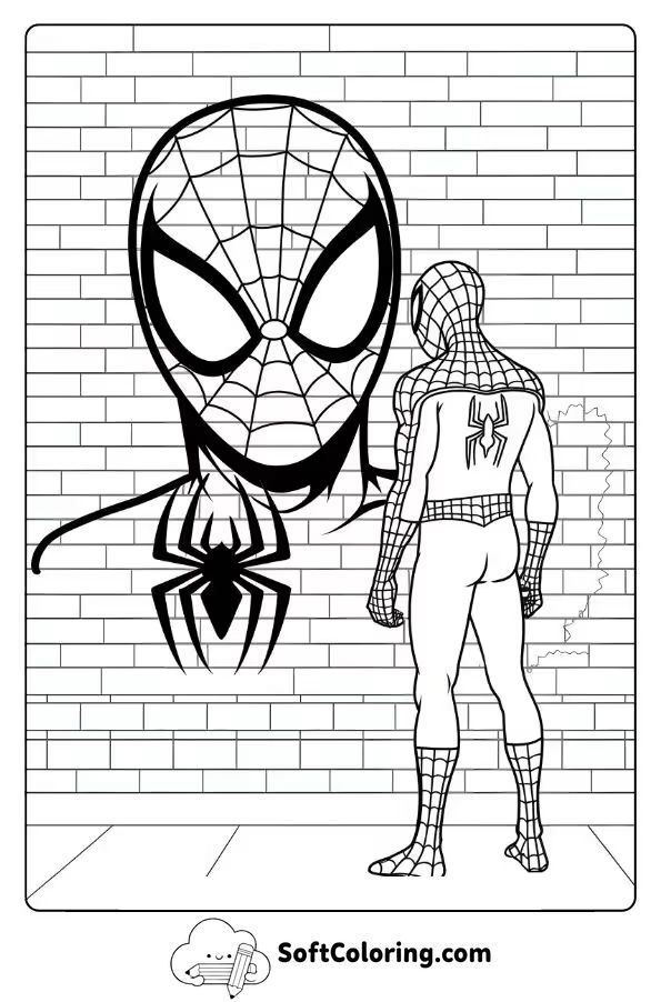 Spider-Man Inspecting Graffiti of Himself in Brooklyn