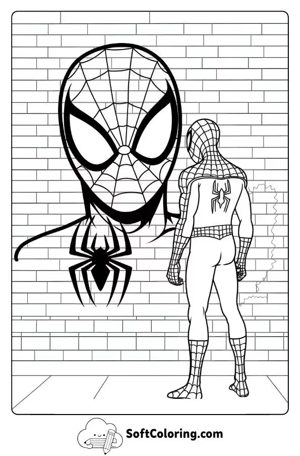 Spider-Man Inspecting Graffiti Of Himself In Brooklyn