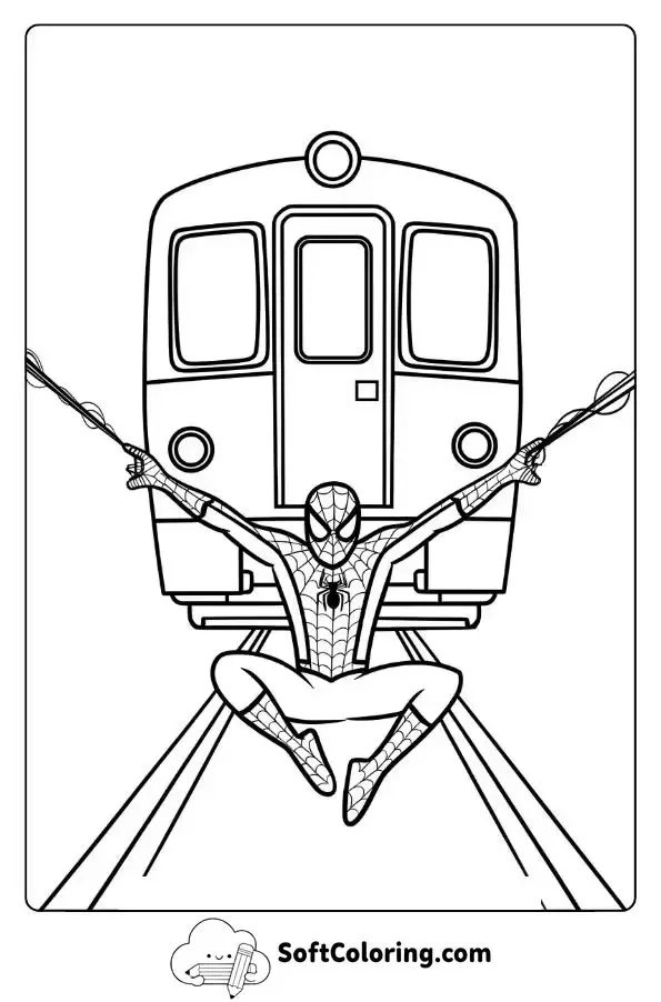 Spider-Man Stopping The Train With His Webs