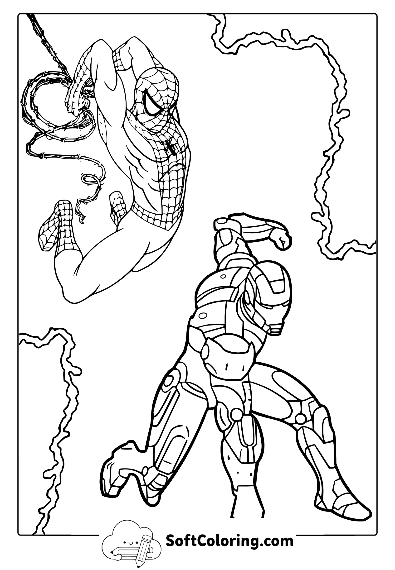 Spider-Man and Iron Man Coloring Page