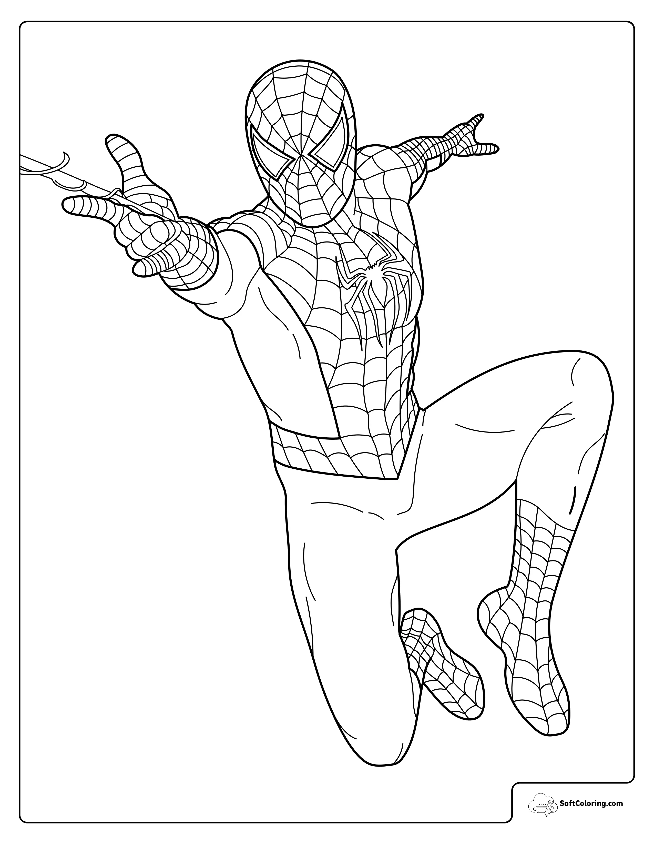 Spiderman Web Swing Coloring Page