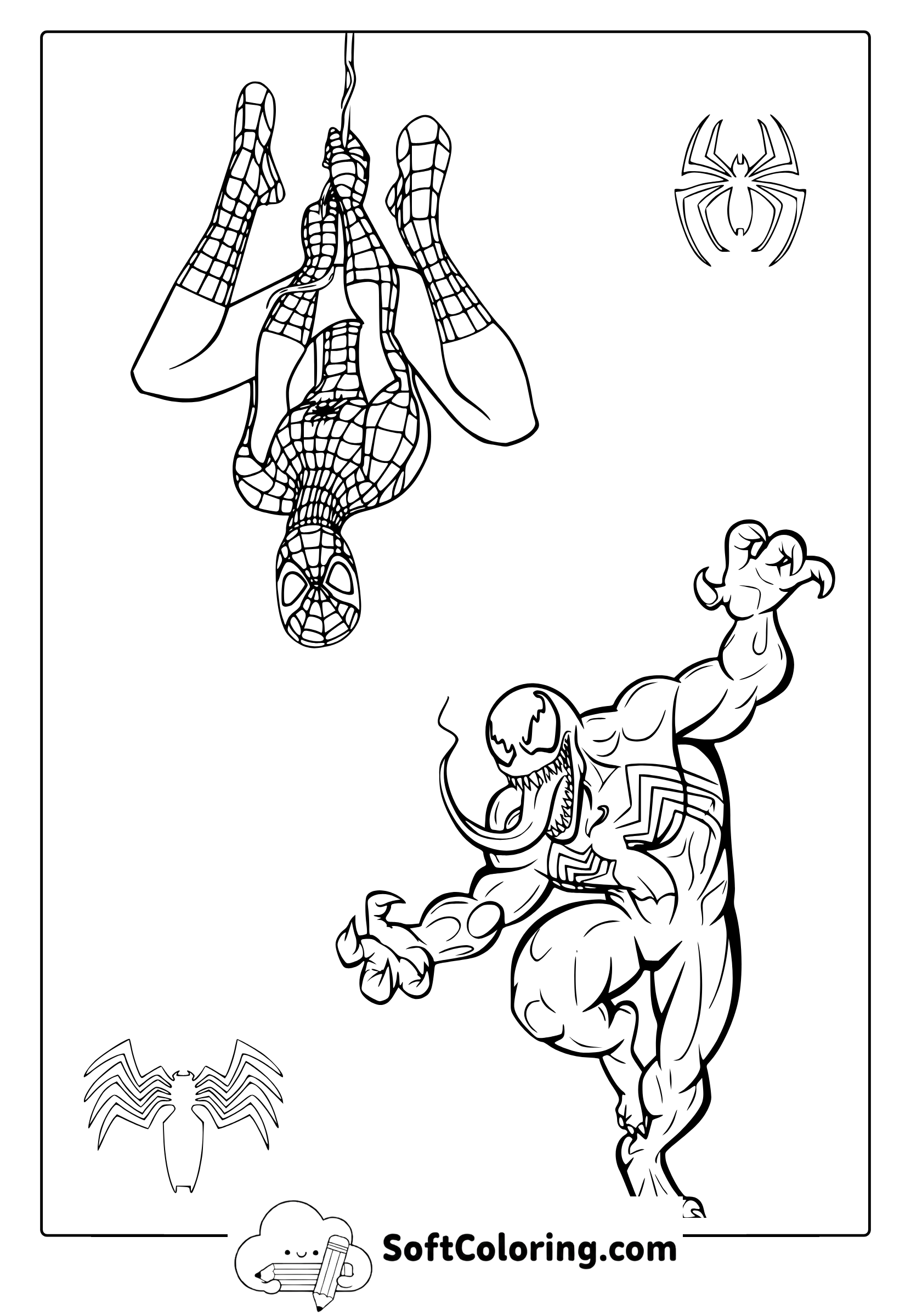 Spiderman and Venom Coloring Page
