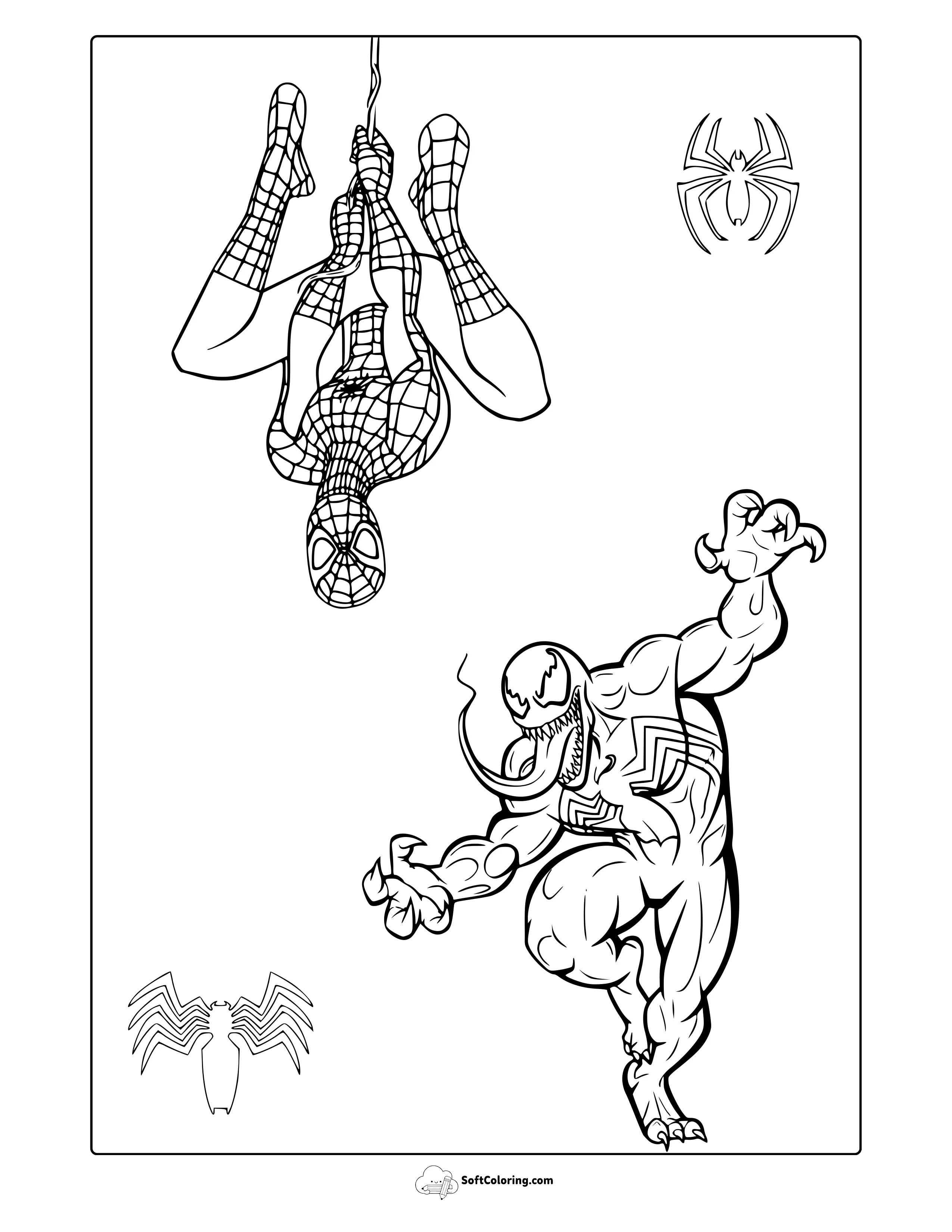 Spiderman And Venom Coloring Page