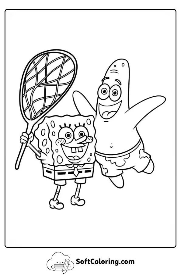 SpongeBob And Patrick Having Fun Coloring Page
