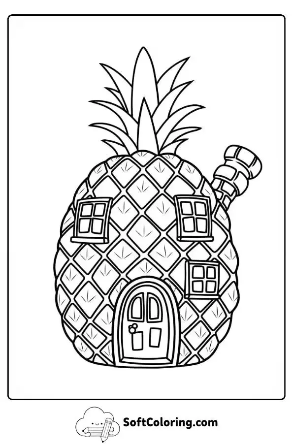 Spongebob Pineapple House Easy Coloring Sheet
