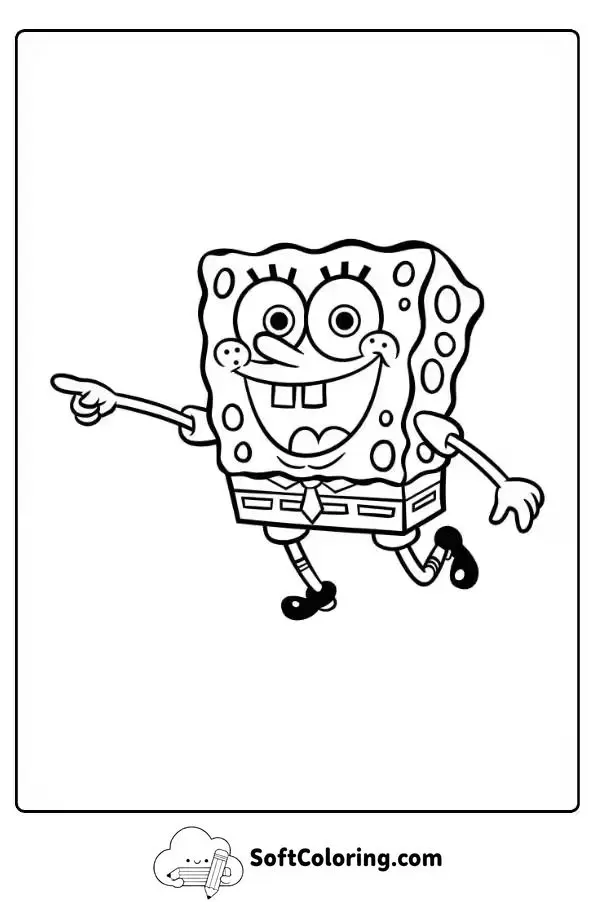 Spongebob Pointing In Excitement Coloring Page