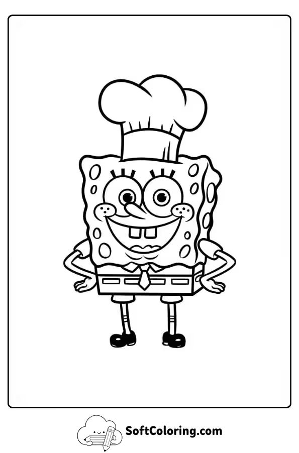SpongeBob Wearing A Chef Hat Coloring Picture