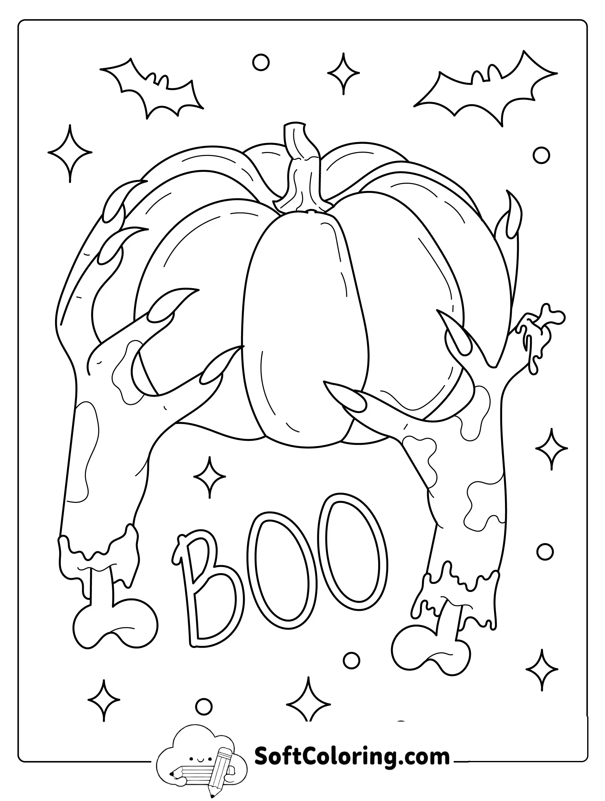 Spooky Pumpkin Boo Coloring Page