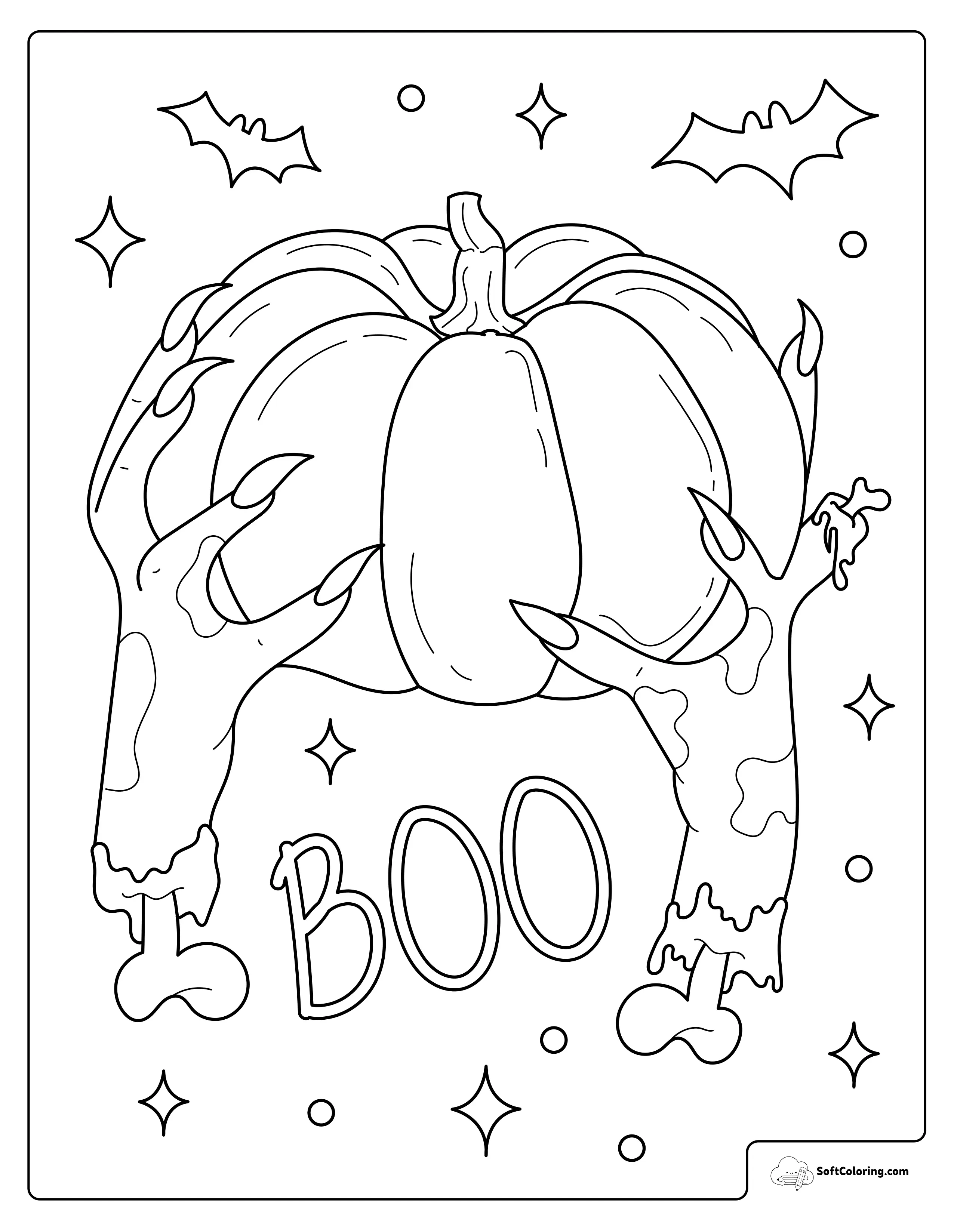 Spooky Pumpkin Boo Coloring Page