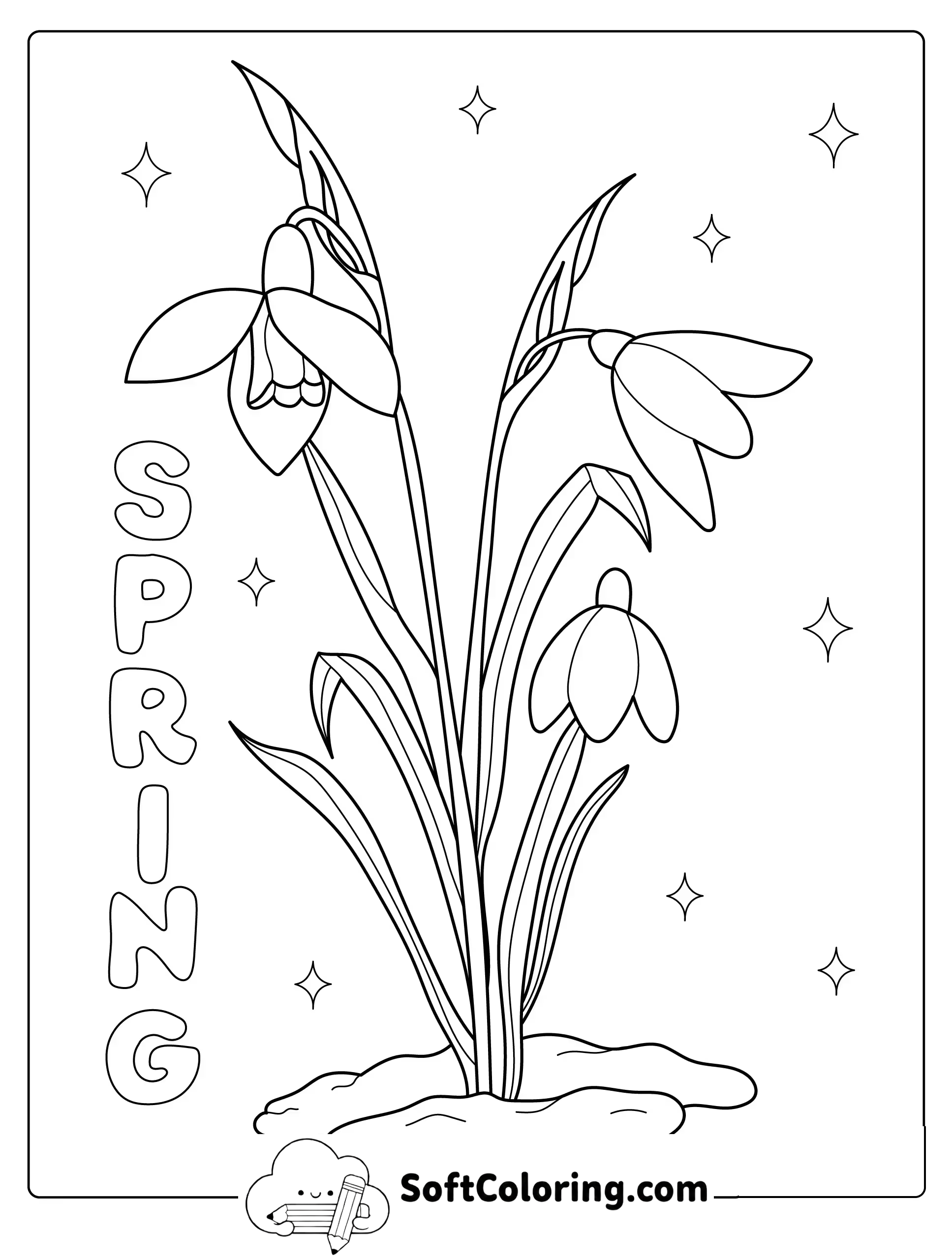 Spring Snowdrops Coloring Page