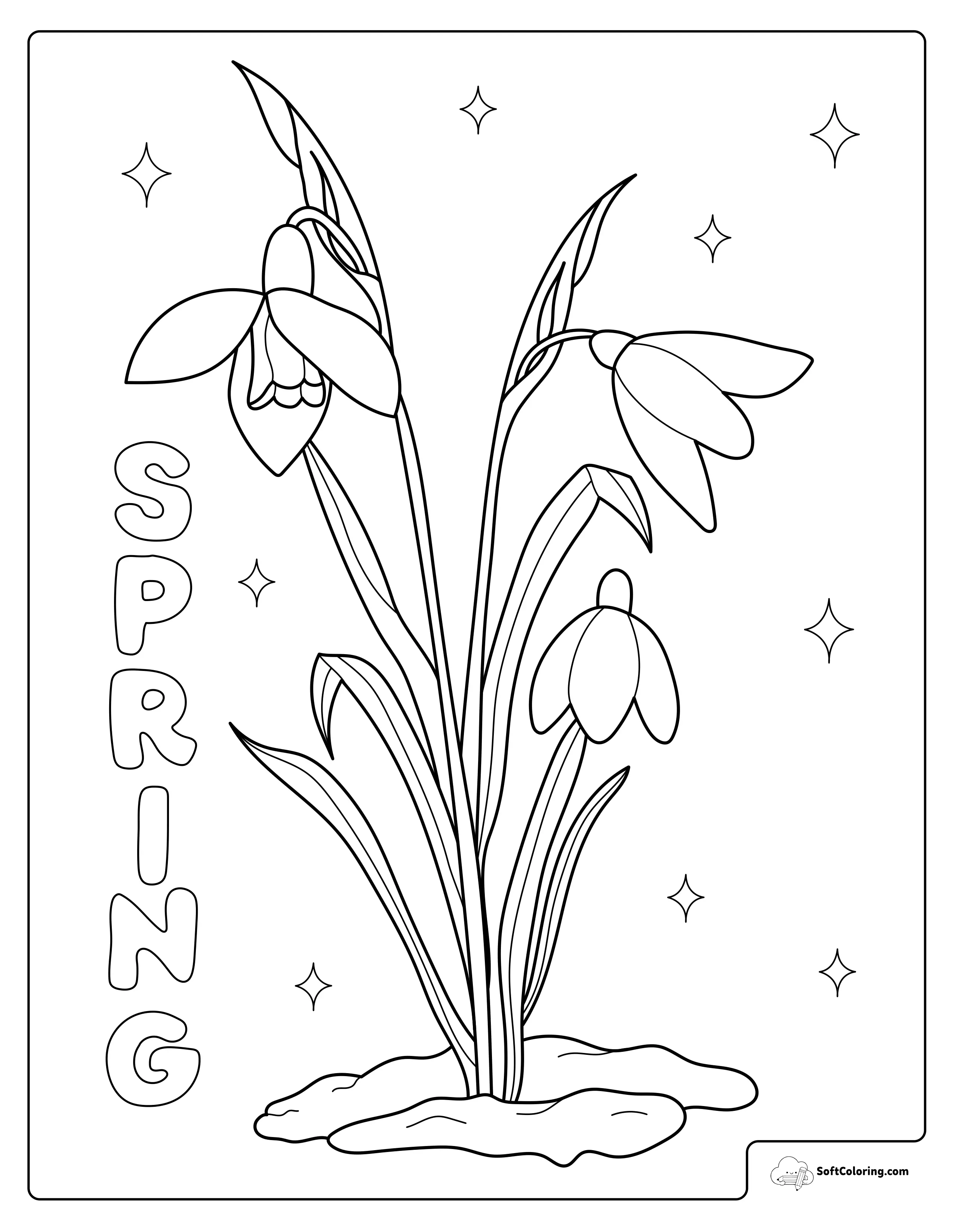 Spring Snowdrops Coloring Page
