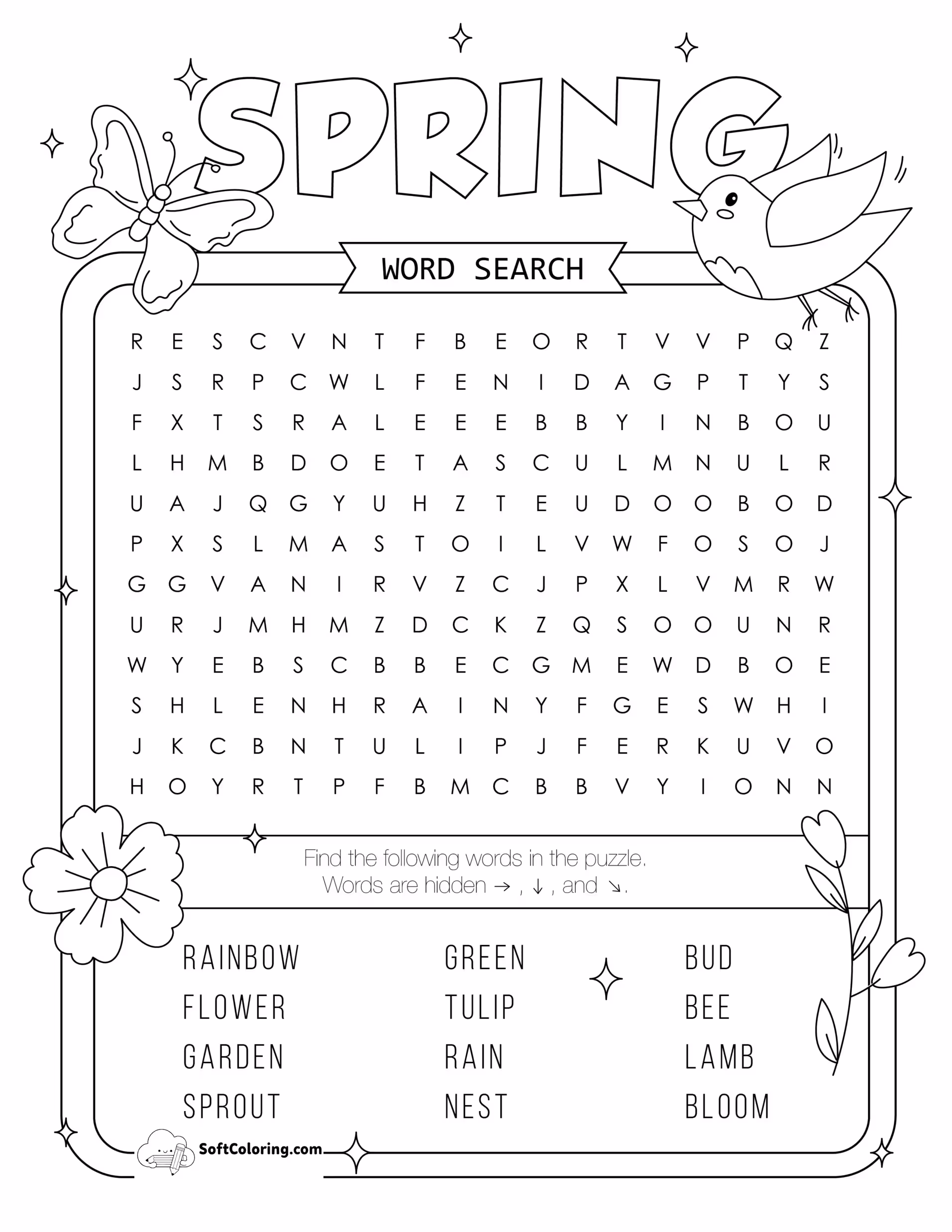 Spring Word Search Puzzle
