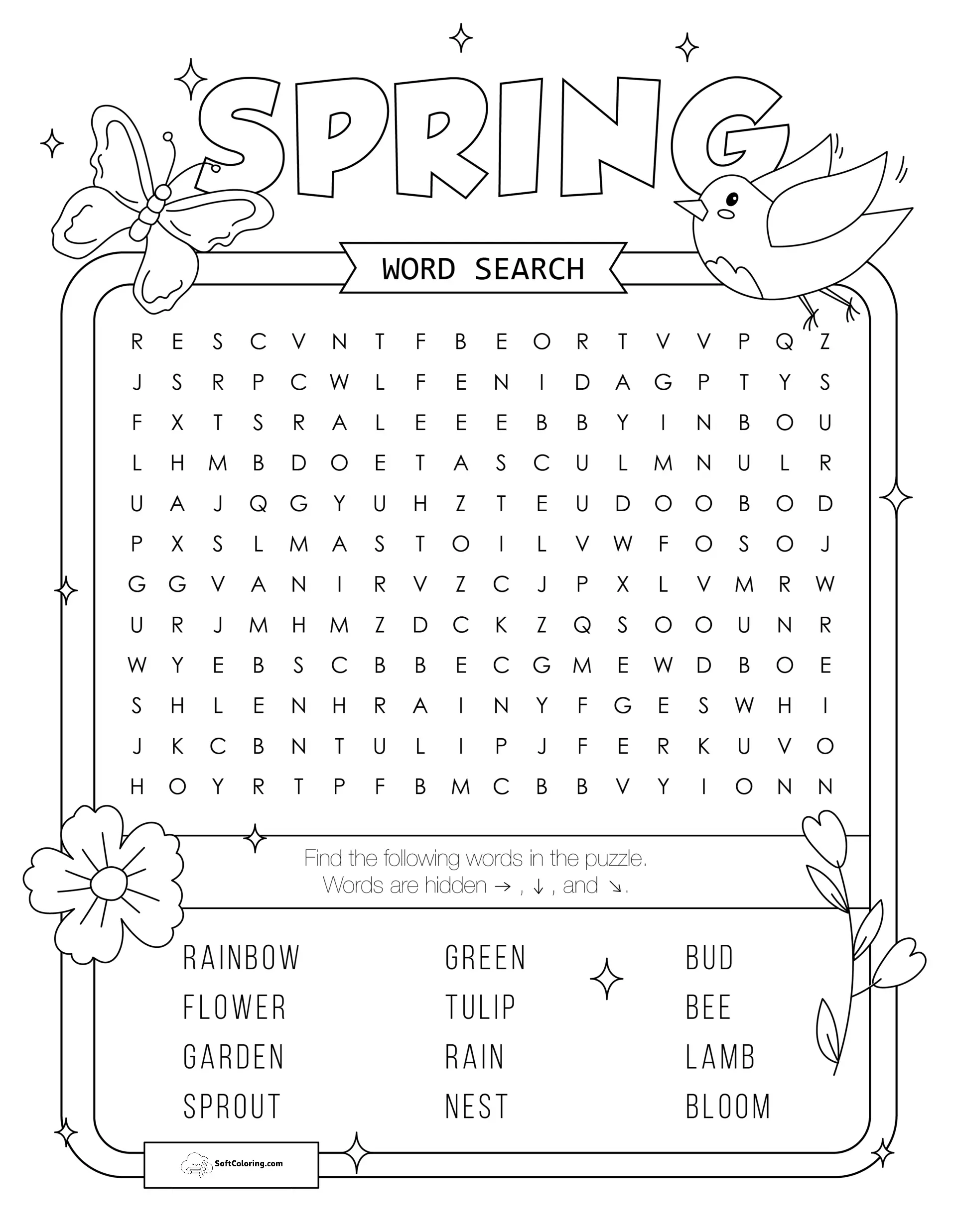 Spring Word Search Puzzle