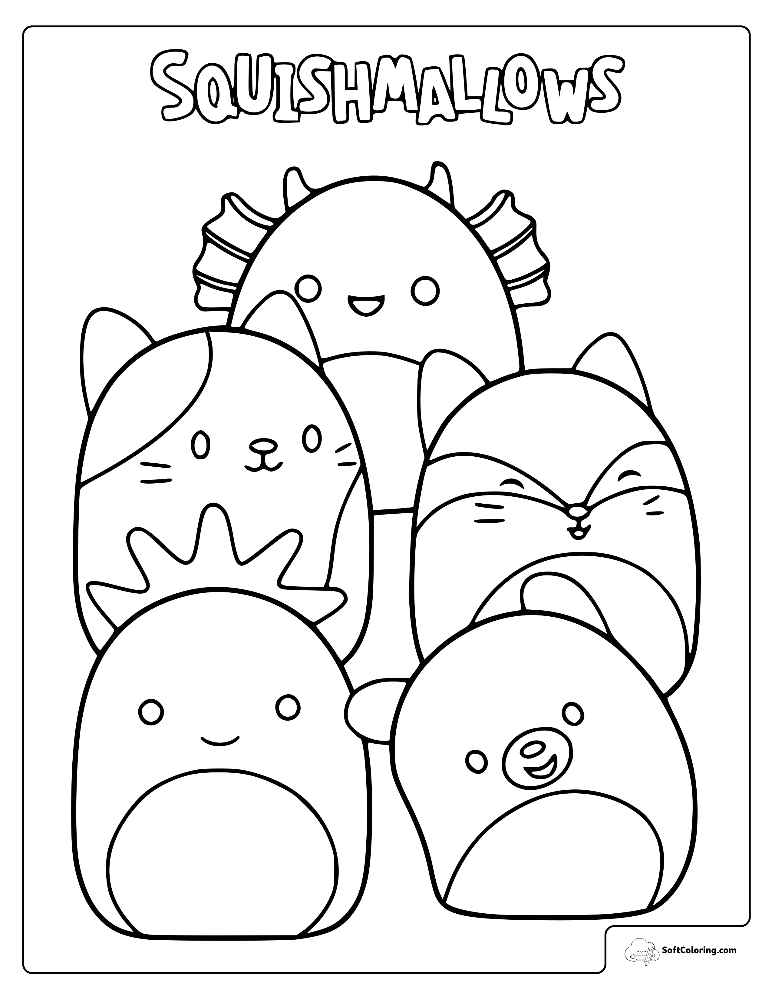 Squishmallow Characters Coloring Page