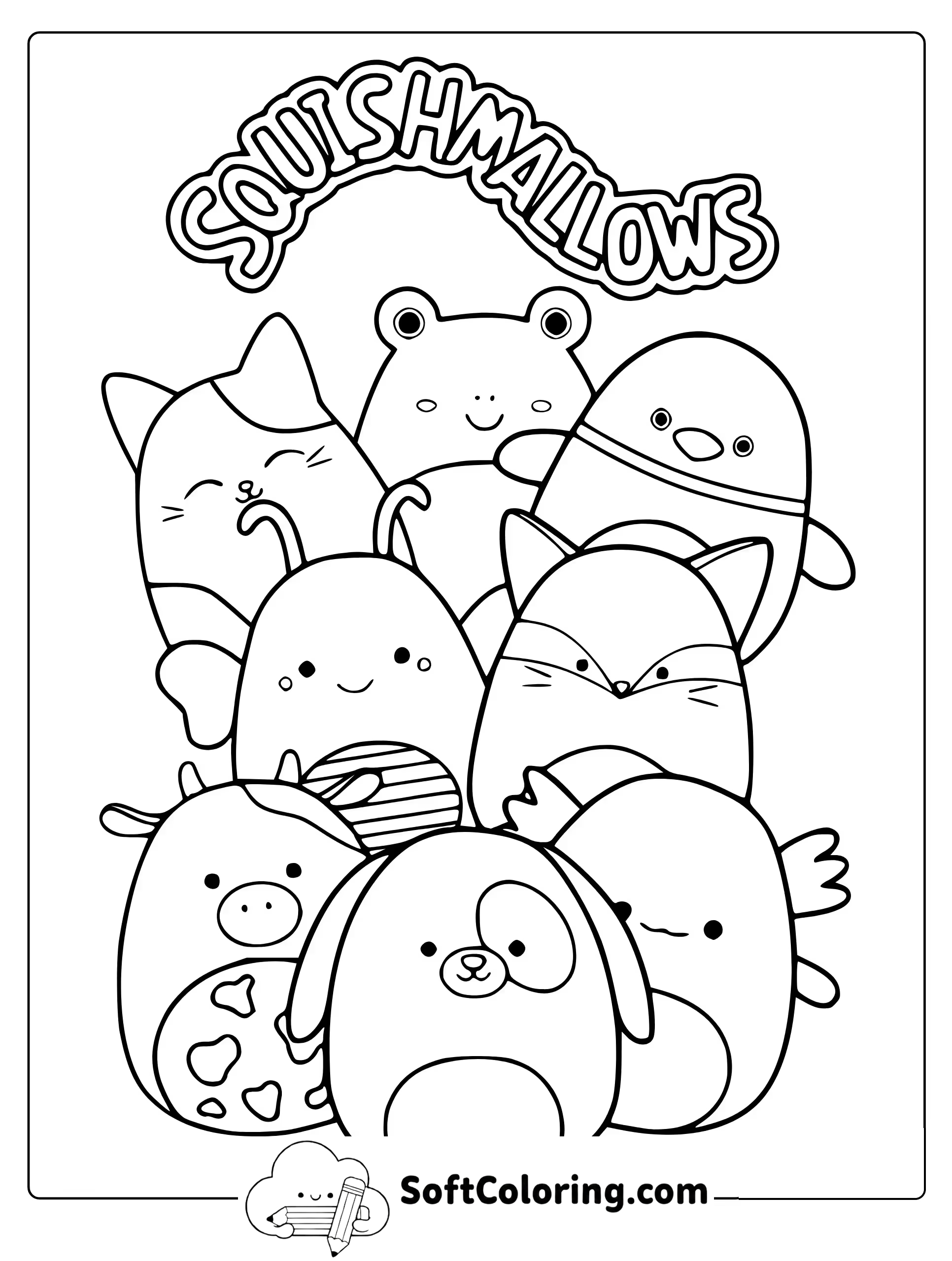 Squishmallow Friends Coloring Page