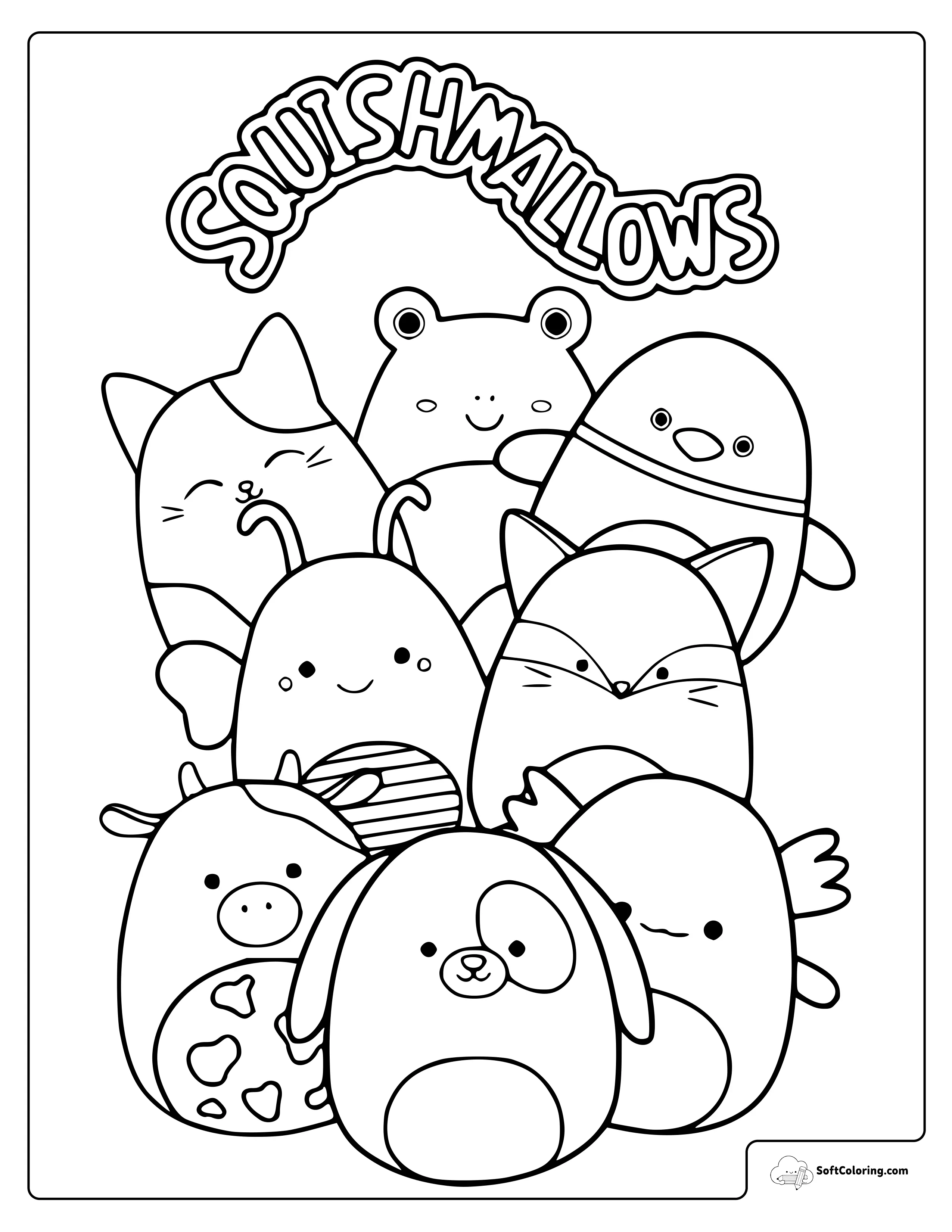 Squishmallow Friends Coloring Page