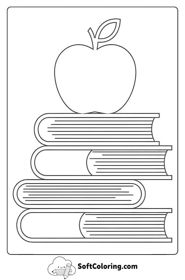 Stack Of Books With An Apple Balanced On Top