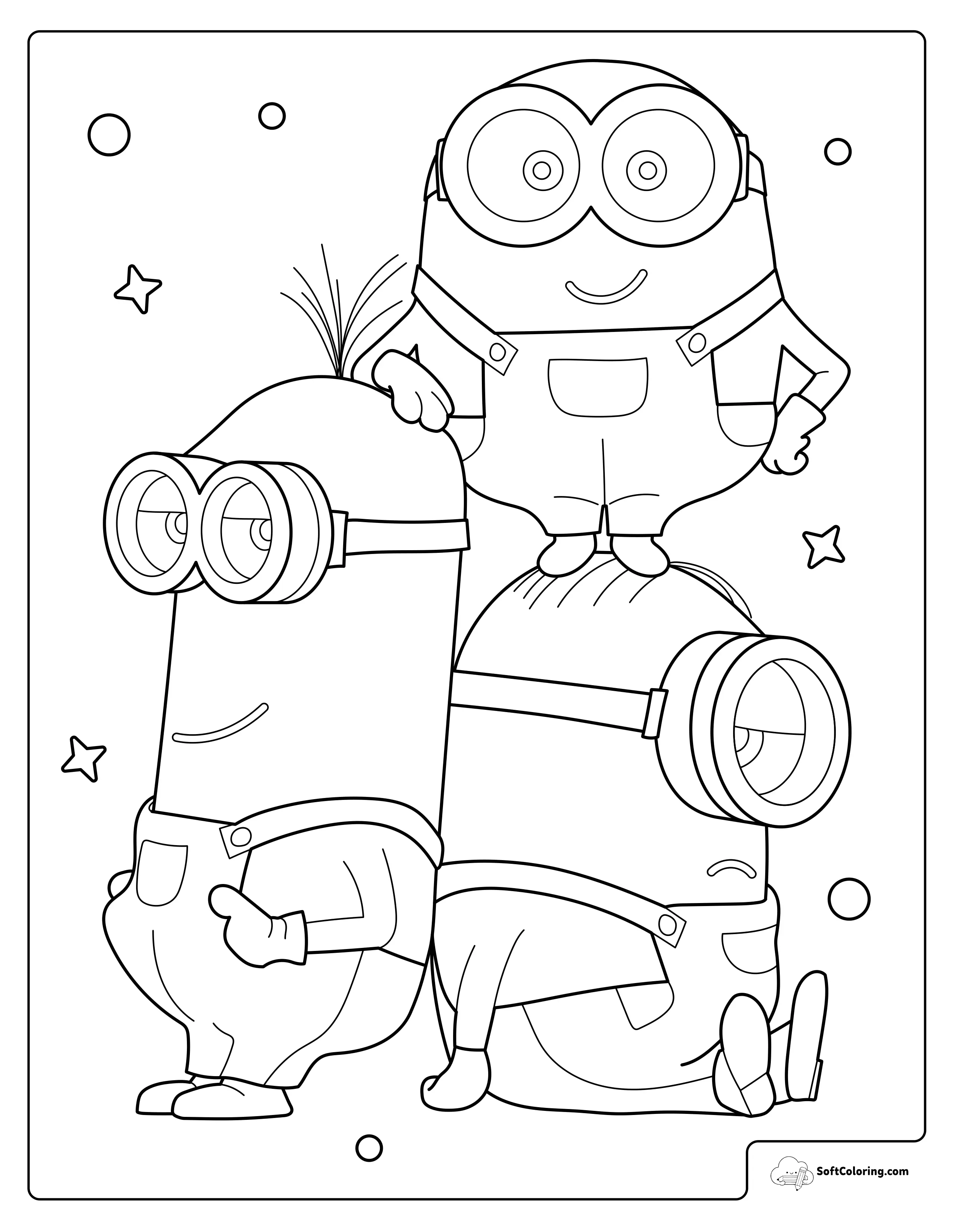 Stacked Minions Trio Coloring Page