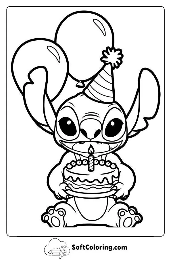 Stitch Birthday Coloring Page