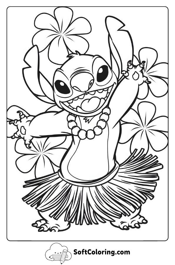 Stitch Dancing in a Hula Skirt