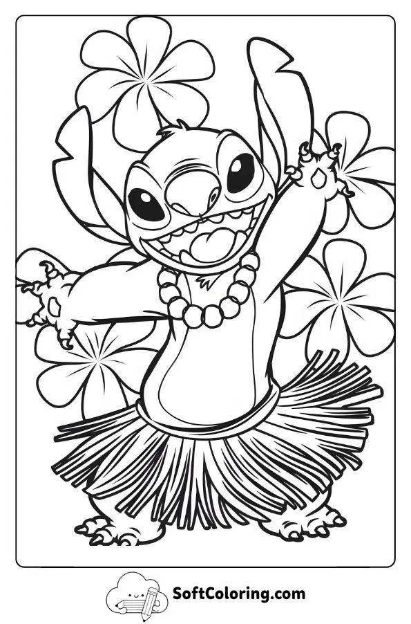 Stitch Dancing In A Hula Skirt