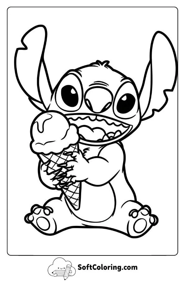 Stitch Eating Ice Cream