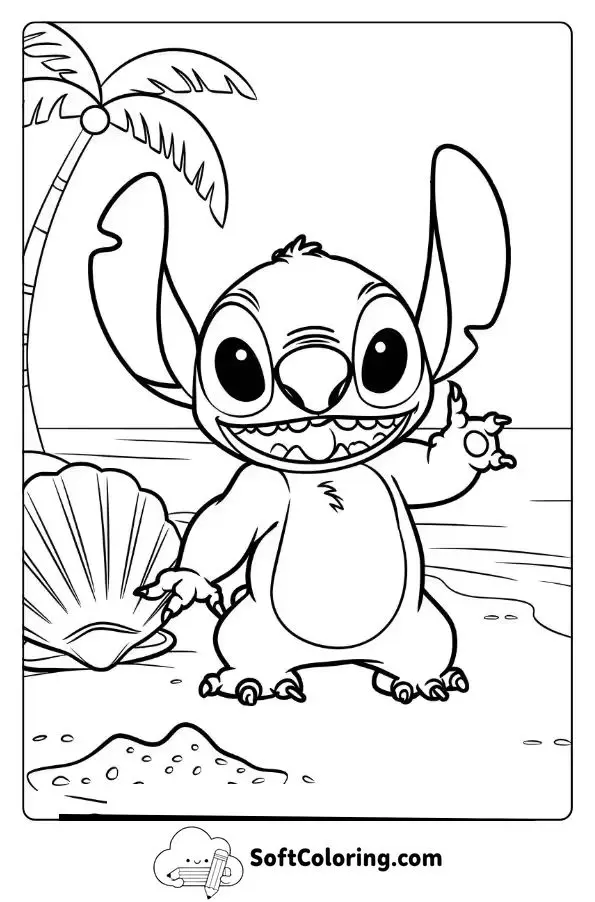 Stitch Exploring The Hawaiian Beach