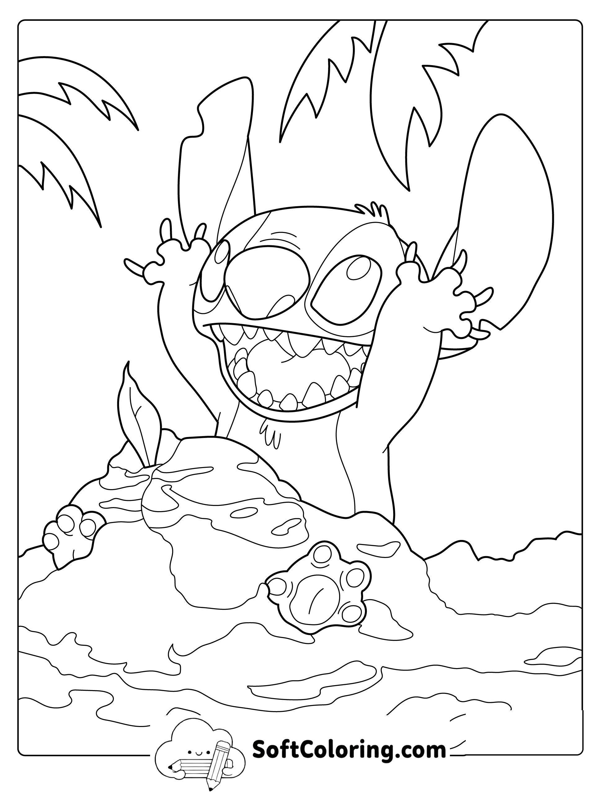 Stitch Playing in the Sand