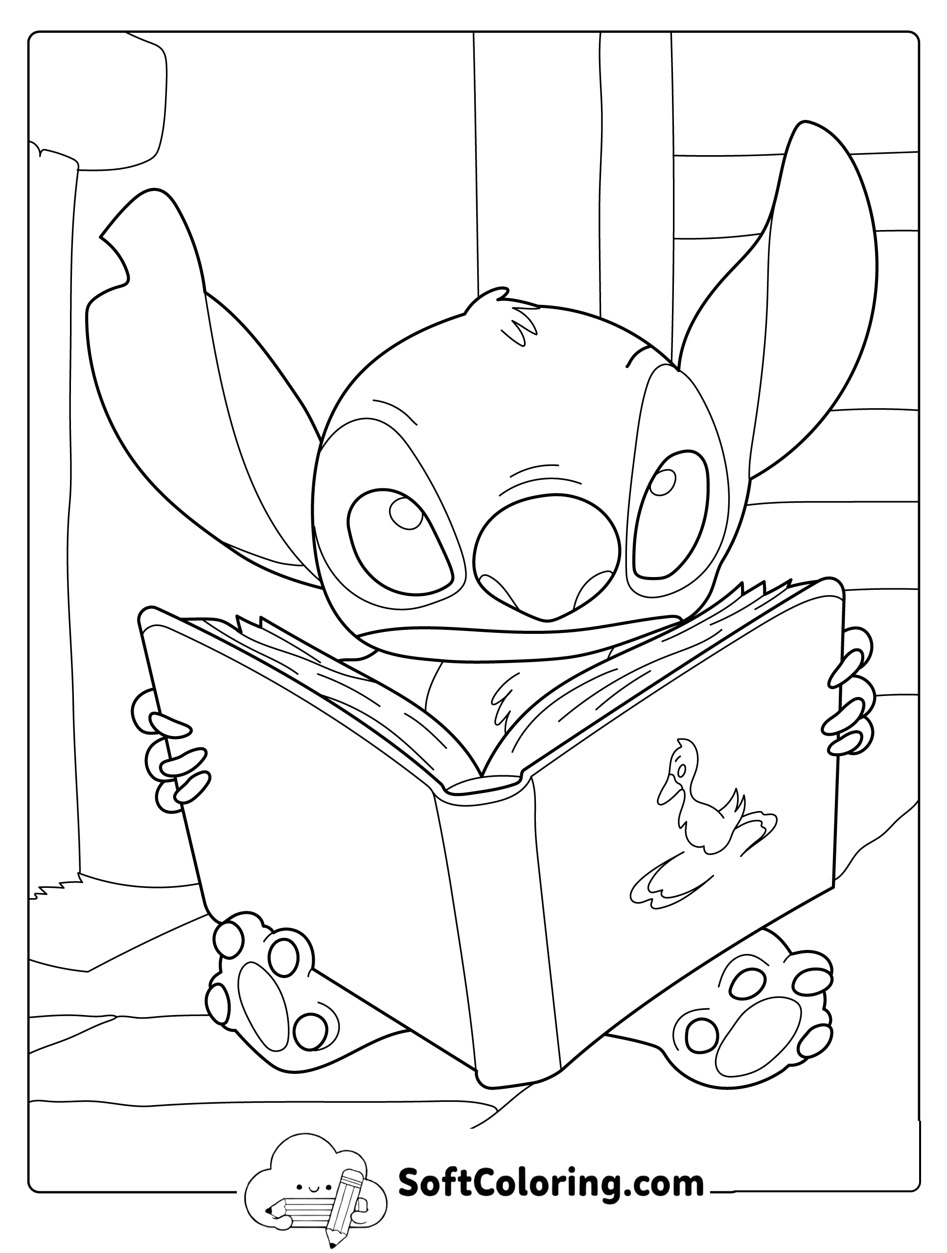 Stitch Reading a Book